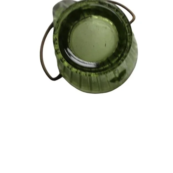 VTG Hazel Atlas Green Glass Miniature Coal Bucket Toothpick Holder Ashtray - Picture 6 of 10